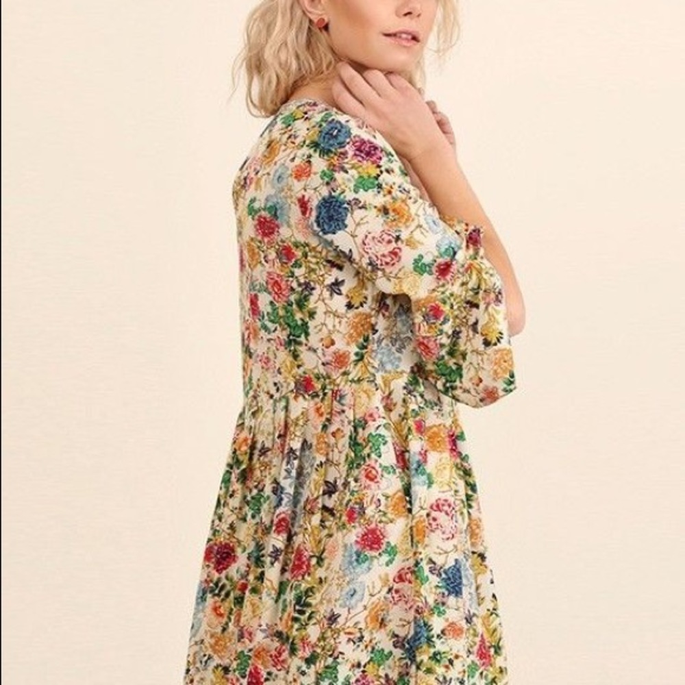 Boho Floral Boutique Mini Dress Size Medium